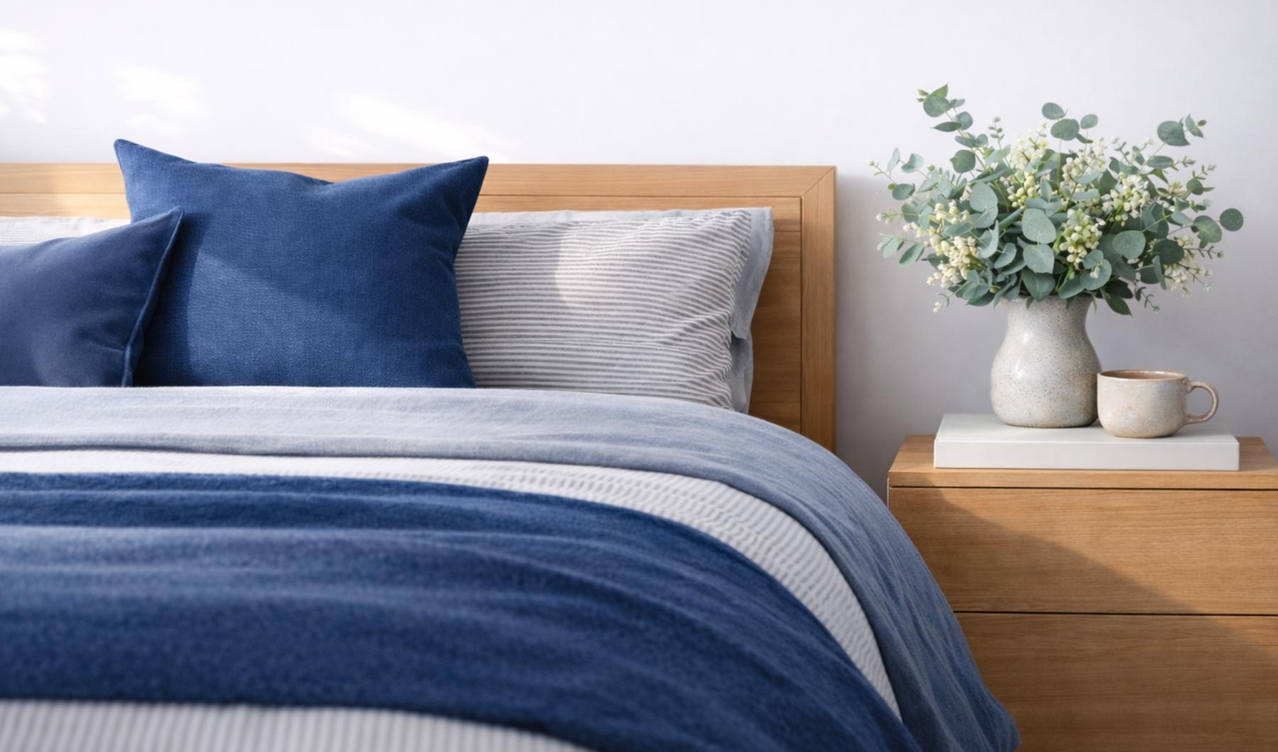 bright, furnished bedroom